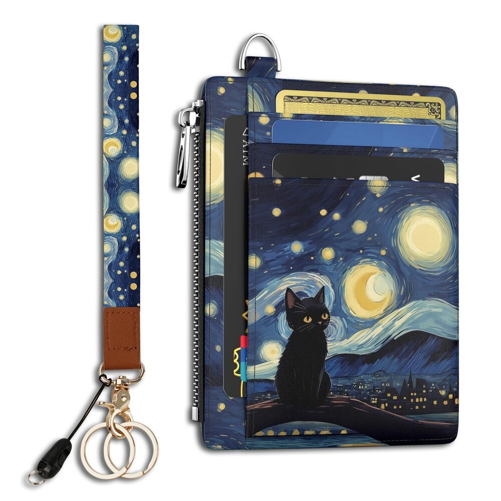 4919 Black Cat Slim Wallet Credit Card Holder, RFID Blocking Front Pocket